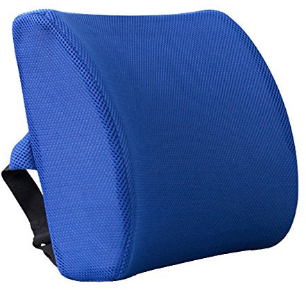 HomDSim Memory Foam Lumbar Cushion Lower Back Support Pillow Posture Correcting Car Seat Home Office Chair (Blue)