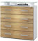 Vladon Sideboard Pavos V2, Kommode mit 4 Schubladen und Glasablage, Weiß matt/Eiche Natur (76 x 81 x 35 cm)