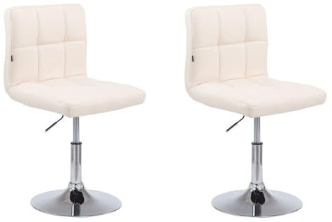 CLP Lot De 2 Chaises Lounge Palma V2 en Similicuir I Siège Rembourré Pivotant Et Réglable en Hauteur I Piètement Métal, Couleur:crème