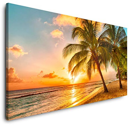 Strand 120x 60cm Panorama Leinwand Bild XXL Format Wandbilder Wohnzimmer Wohnung Deko Kunstdrucke