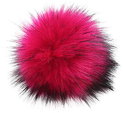 TUDUZ DIY Kunstpelz Pom Poms Ball mit Druckknopf/Gummiband Abnehmbarer Flauschiger Kunstfell Bommel Pompon für Mützen und Beanies Schuhe Schals Tasche Zubehör(B-11)