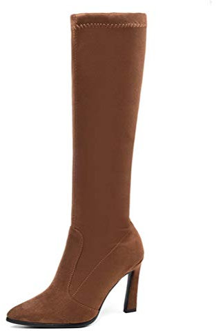 Stivali al polpaccio da Donna Tacchi a spillo Autunno Inverno Cono Tacco Slip On Party Stretch Camoscio Punta a punta Tacchi a spillo Tacchi alti