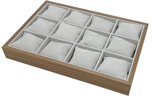 mixed24 Holz Vorlagebrett für 12 Uhren 3x4 Uhrenkoffer Uhrentablett Uhrenpräsentation Uhrenaufbewahrung Uhrenbox Uhrendisplay Vorzeigetablett Vorlagetablett