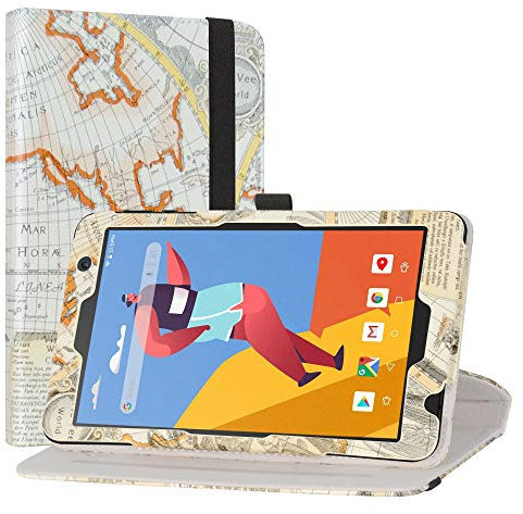 Labanema Kompatibel mit VANKYO MatrixPad S8 Hülle, 360°Drehbarer Cover Kunstleder Schutzhülle Tasche Etui mit Ständerfunktion für 8 VANKYO MatrixPad S8 / Dragon Touch Notepad Y80 Tablet - Map White