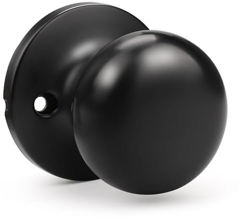 GOBEKOR 1 Pack Dummy Door Knobs Interior Matte Black Single Dummy Door Knob for Closet Round Dummy Knobs for French Doors Single Side Knob