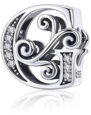 Lorrifal Solid 925 Sterling Silver Letter Initial G Charm Pandora European Bracelet Necklace Women Girl Jewelry Gift