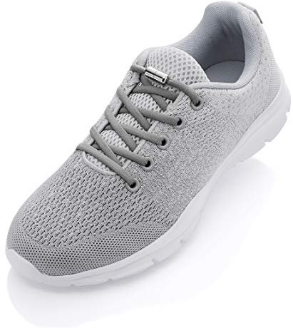 ALPHAPACE Pace Locks mit Metal Caps - 5mm breite elastische Schnürsenkel ohne binden, Slip-on Schnellverschluss aus Metall für Sport, Jugend & ältere Menschen, 100 cm, 1-Paar in Grau/Silber