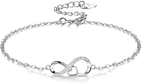 Viwind Armband Damen 925 Sterling Silber Unendlichkeit Liebe Armband funkelnden kubischen Zirkonia Mode Armbänder Geschenk für Frauen und Mädchen mit Geschenkbox (Infinity)