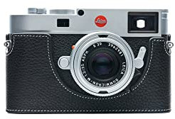 Zakao Kameratasche für Leica M11, handgefertigt, echtes Leder, halbe Kameratasche für Leica M11, Version unten mit Handschlaufe, Schwarz A, Beauty Case