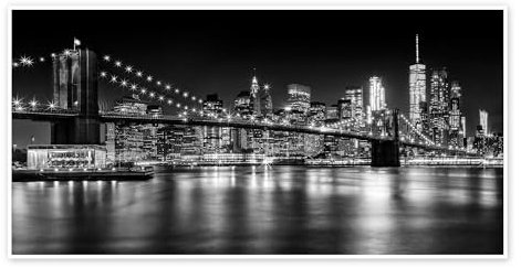 Skyline von New York bei Nacht I Poster von Melanie Viola 40 x 20 cm Schwarz-Weiß Wandbilder Wanddeko