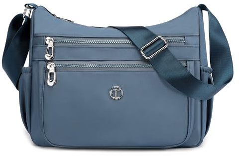 FORRICA Casual Umhängetasche Damen Große Crossbody Handtasche Frauen Leichte Nylon Schultertasche Multi Taschen Blau A