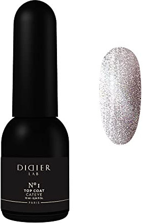 DIDIER LAB Gel Polish Top Coat Cat Eye No 1 -Upper Gel Polish Protection Layer - Holographic Glitter Particles Smooths Nail Irregularities - UV/LED Lamp – Nail Art Manicure Pedicure, 10.0 millilitre