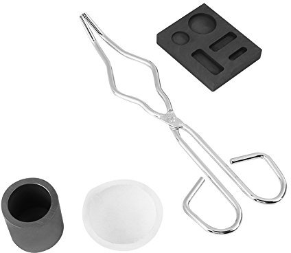 Akozon Graphit-Tiegel-Kit, hochreine Graphit-Tiegelzange + Fackel-Gussform Kombiniertes Barren-Schmelz-Kit Edelmetall-Schüssel-Technologie Moderne Keramikverarbeitung für H