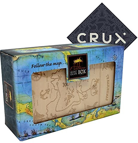 Caribbean Secret Escape Box - Fun Tricky Wooden Puzzle Box - Inklusive Crux Aufkleber