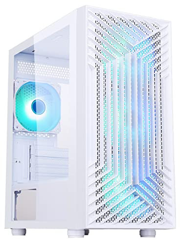 Combrite Terra PC Gaming Case mATX Compact Tower With 4x 120mm ARGB Fans Tempered Glass Side Panel (White)