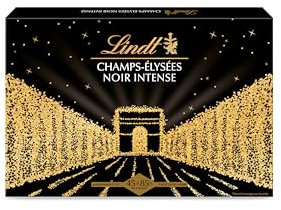 Lindt - Boîte CHAMPS-ÉLYSÉES Noir Intense - Assortiment de Chocolats Noirs de 45% à 85% de taux de cacao – Intenses, Croustillants et Onctueux - Idéal pour Noël, 168g