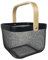 Aufbewahrungskorb Metall mit Holzgriff schwarz 26x26x18cm Allzweckkorb Drahtkorb Küche Bad Büro Vorratskammer