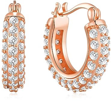 Philip Jones Rose Gold Plated 20mm Pave Hoop Earrings Created with Zircondia® Crystals