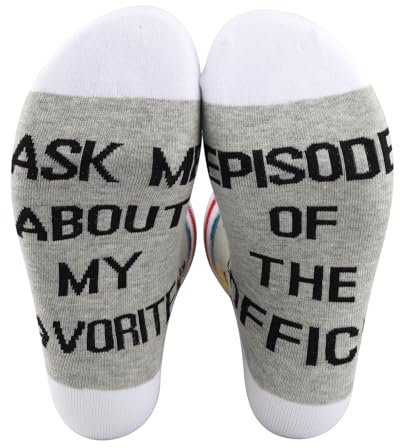 JTOUK Comedy Tv Show Calzini Ufficio Tv Fan Regalo Chiedimi Informazioni sul mio preferito Episodio di The O Socks, Episodio di Office EU, One Size Tall