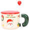 XinHuiGY Taza de café de Navidad, tazas de té de cerámica con tapa 3D y cuchara, tazas de 14 onzas para el día de Acción de Gracias,Navidad,Halloween para mujeres, hombres, niñas y niños (Beige)