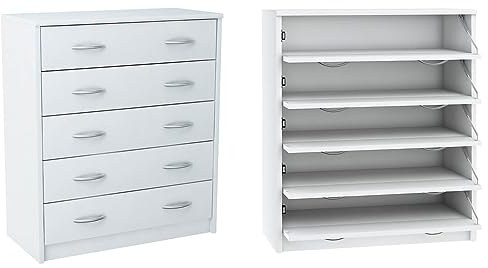Meble Bestseller Schuhschrank, Kommode K022 mit 5 Türen (Breite 74 cm, Höhe 85 cm, Tiefe 35 cm) in Weiß