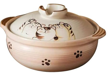 Auflaufformen, Kasserolle Banko Steingut-Tontopf für Shabu, japanischer Donabe-Keramik-Hot Pot zum Dämpfen, Köcheln und langsames Schmoren, 3,5 l