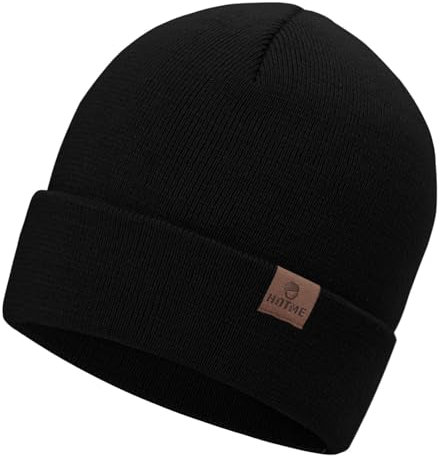 BUTITNOW Oversize XXL Winter Beanie Strickmütze für Herren - Täglich Strick Gerippte Kappe - Warme Rodel Skull Caps für kaltes Wetter, F1-schwarz, XX-Large