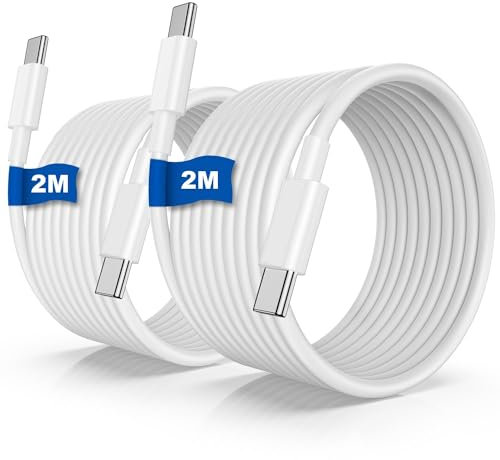2M USB C Ladekabel for iPhone 15, Lang Typ C Schnellladekabel, iPad Pro Schnellladung Kabel für Apple iPhone 15 Plus/15 Pro Max,MacBook Pro 2021/2020/2019,iPad 12.9/11 inch/Mini/Air,Samsung S24/S23
