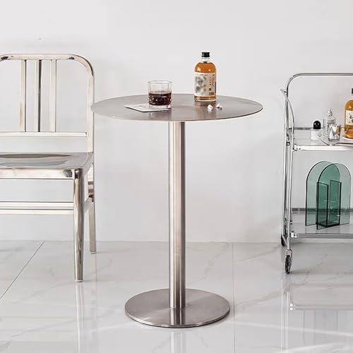Moderner Mode-Bartisch, Edelstahl/Runde Cocktailtische, Pub-Tisch mit stabilem Sockel | Bistrotisch, Beistelltisch, Couchtisch, geeignet für Esszimmer, Zuhause, Küche, Terrasse ( Size : 50x50x75cm )