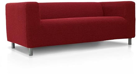 FAVERTI® Super elastischer Sofabezug, kompatibel mit dem Sofa KLIPPAN 2-Sitzer von IKEA | Modell Novelle | Rot | Qualitätsschutz aus Jacquard-Stoff und Baumwollgefühl
