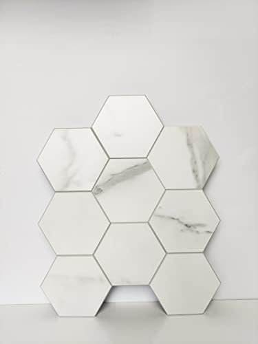 COLAMO Lot de 10 carreaux hexagonaux de luxe en imitation pierre pour dosseret de cuisine, salle de bain, salon, camping-car, chambre à coucher