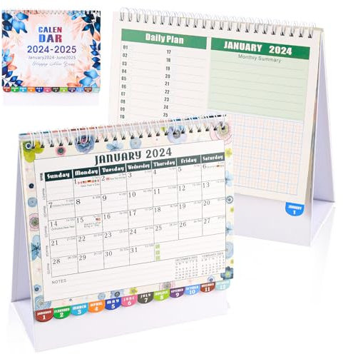 Tischkalender 2024–2025 Monatskalender, Kalender 2024 Tischkalender, Stehkalender January 2024 – June 2025, Tischkalender 2024 Quer, Tischkalender 2024 zum Aufstellen, Aufstellkalender 2024 (A)