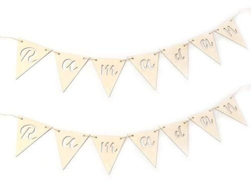 Ramadan Mubarak Dekorationen Banner 2pcs Holz Eid Mubarak Hanging Anhänger Hajj Ramadan Kareem Islam Eid Banner