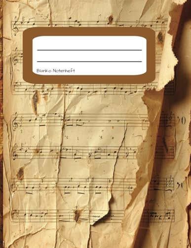 Blanko Notenheft - leere Notenblätter - 100 Seiten - Musiker, Songwriter, Sänger - Manuskript Komposition - Tagebuch Geschenk