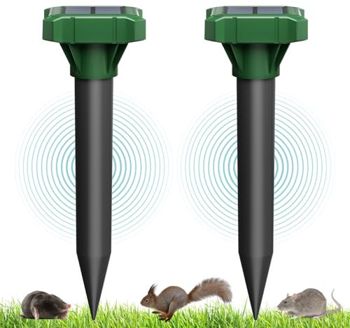Mole Repellent, 2 Packs Excellent Mole Traps, Solar Charging Works Efficiently, Mole Remover Wide Range of Applications Such as Gardens, Fields and Farm
