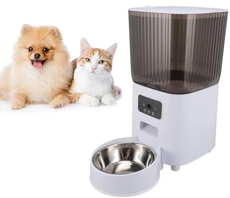 Dispensador Automático de Comida para Gatos, Comedero Automático para Gatos, Comedero Automático para Perros y Gatos con Temporizador de 5 litros, con Recipiente de (Cuenco