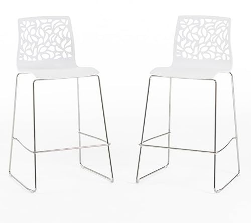 RATTATAN Anna XL Küchen- und Thekenhocker, Sitzhocker, 65 cm Sitzhöhe, Robustes Design mit Kunstharzschale und Metallbeinen (2, Weiß)