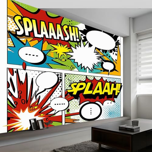 Tapete Babyzimmer Retro-Comic-Stil Vlies-Tapete 200 x 140 cm Wanddekoration Kinder Kinderzimmer Bunt Wandtapete für verschiedene Räume