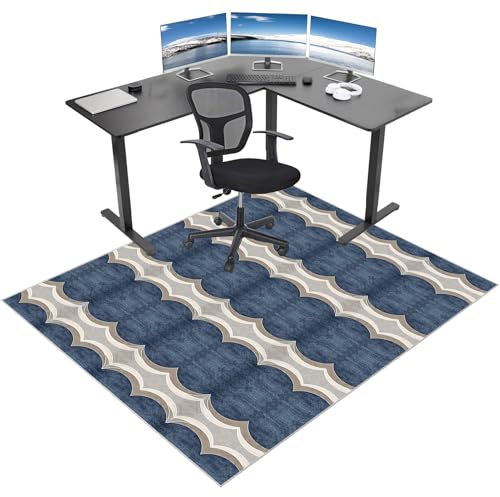 Bodenschutzmatte Bürostuhl Unterlage, Schreibtischstuhl Unterlage, Gaming Teppich, rutschfest Kratzfest Drehstuhl Unterlage, Gaming Stuhl Unterlage für Laminat, Parkett und Hartböden 90 x 120 cm