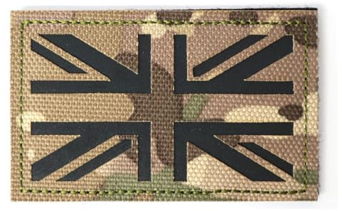 Multicam Camo IRR Union Jack Flag Patch British Military Hook and Loop 8x5cm Army Airsoft Badge MTP UK