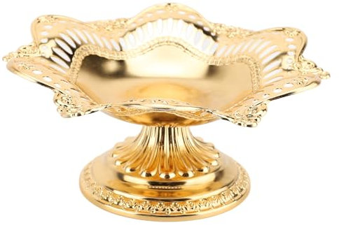 Luocute Vassoio da caffè Multifunzionale Europeo, Portafrutta in Metallo, Modello Vintage, per Casa, Ristorante, Hotel, Bar, Piatto da tè, Piatto Intarsiato, Vassoio da Portata per Snack