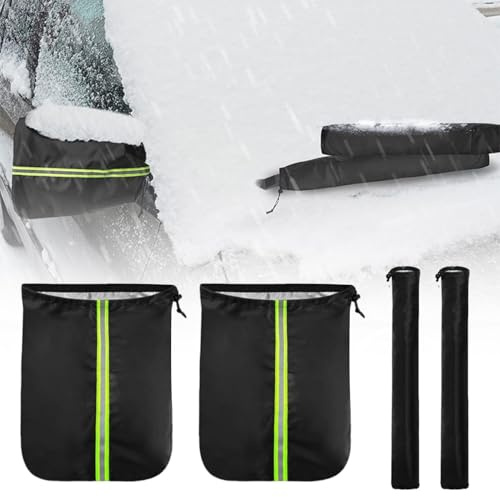 Seitenspiegel Schneedecke, Spiegel Frostschutz Abdeckung, Seitenspiegel Schneedecke Aud Wischerabdeckungen Set, Auto Außenspiegel Frostabdeckung,Seitenspiegelabdeckung Für PKW-Rückspiegel,Schwarz