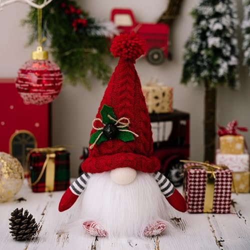 Generic Garden Gadgets for The Elderly New Christmas Doll with Light Up Knitted Hat Man Figurine Christmas Decoration Snowflake (A, One Size)