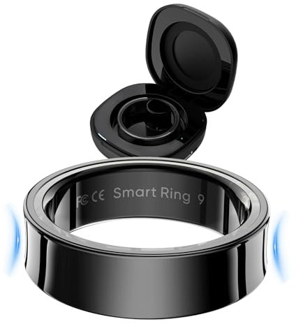 findtime Smart Ring Smartringe Herren Damen Smart Ring Android Fitness Ring Schlaftracker Herzfrequenz SpO2 Messer HRV-Monitor Periode-Erinnerung Kalorie Distanz-Tracking Schrittzähler, Schwarz10