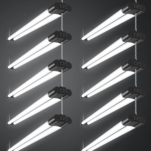 Sararoom 115cm Feuchtraumleuchte, 40W 4400LM LED Deckenleuchte Werkstatt Röhre Licht, 6500K Kaltweiß T8 Verknüpfbar Werkstattlampe Leuchtstoffröhre für Küche Büros Garage Warenhaus Keller, 10Stücke