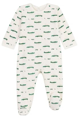Petit Bateau Pyjama Bébé En Molleton Gratté Ouverture Au Dos Imprimé Croco A0dwr01 Abbigliamento Notte Unisex - Bimbi 0-24 (Pacco da 1)