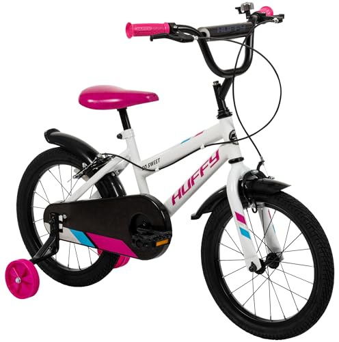 Huffy So Sweet Mädchenfahrrad Kinderfahrrad 12/16 / 20 Zoll, Fahrrad für Kinder 3–9 Jahre, Stahlrahmen, Handbremsen, Verstellbarer Sattel – Weiß, Ros, Blau