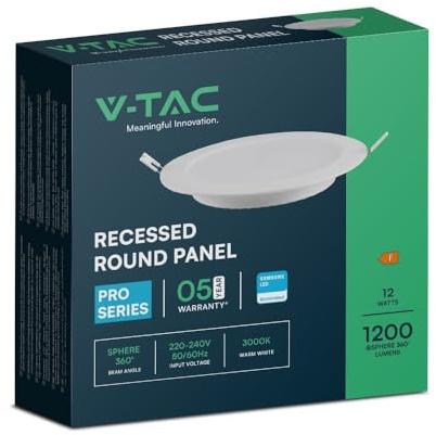 V-TAC LED Mini-Panel - Samsung - Hintergrundbeleuchtung - IP20 - Weiß - 12W - 1200 Lumen - 3000K