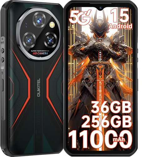 OUKITEL WP55 Movil Resistente 5G Android 15 Móvil Rugerizado Móvil Irrompible 36GB+256GB(TF 2TB) Moviles Indestructible 6.6 FHD+ Movil Todoterreno Cámara 108MP+32MP 11000mAh Dual SIM/NFC/GPS/Face ID