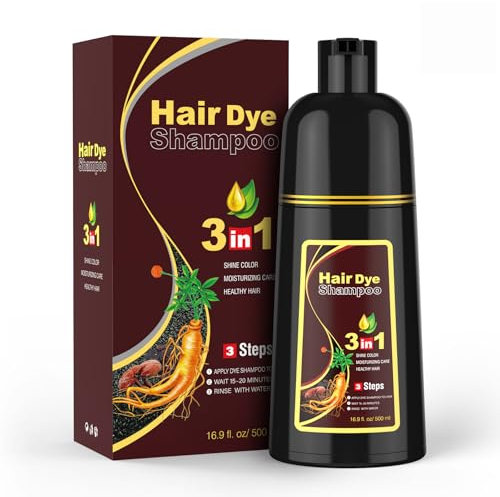 Hair Dye Shampoo for Grey Hair, Black Hair Dye Shampoo,Hair Colour for Men and Women,500ML (Dark Burgundy)